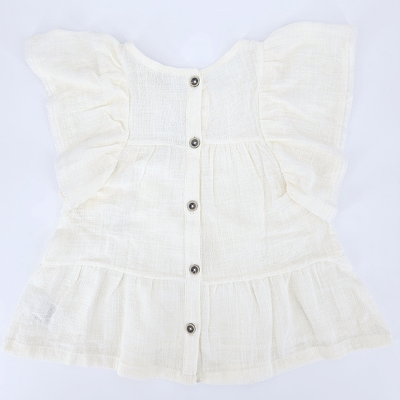 Jessica Simpson Girls Cream Cotton Ruffle Sleeve Top Blouse size 5/6 NWT - Picture 6 of 9